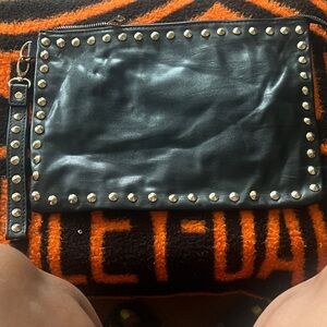 Studded Black Wristlet Clutch